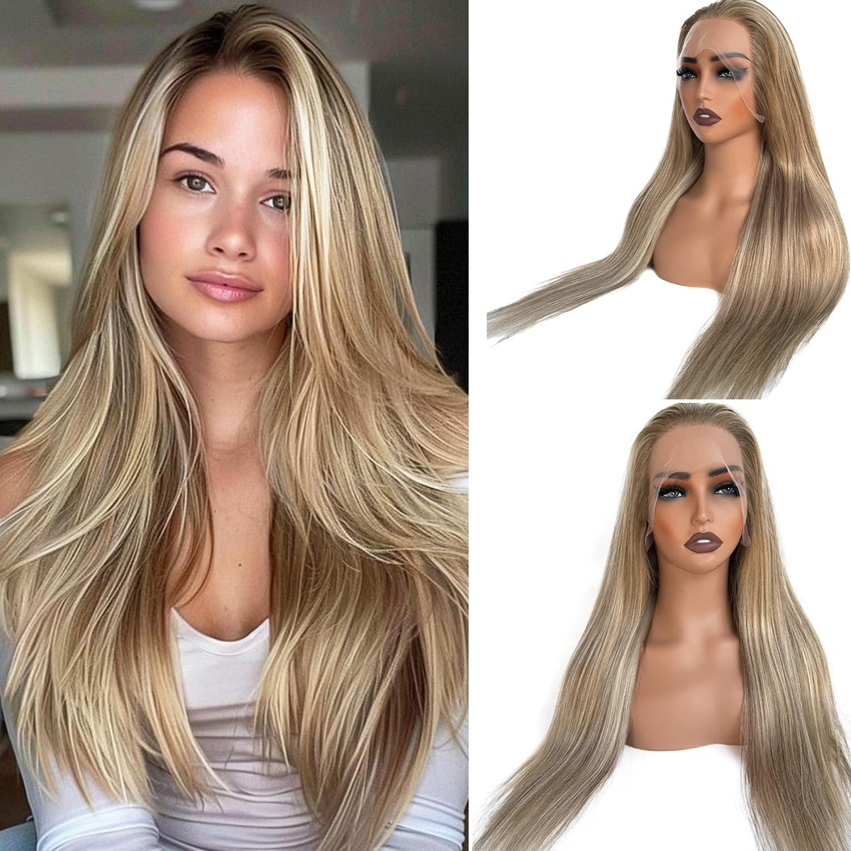 Ash Blonde Highlight HD Lace Wig | 22" Human Hair